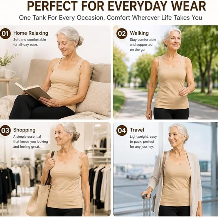 Grace And Ease Tanks With Built In Bra, Tank Tops With Built In Bras ...