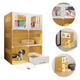 thumbnail image 4 of Qiyester Integrated Cat House - Home Indoor Cat Cage with Cat Nest Cat Litter Box One Bedroom One Bathroom Cat Villa Cat House, yellow, 4 of 7