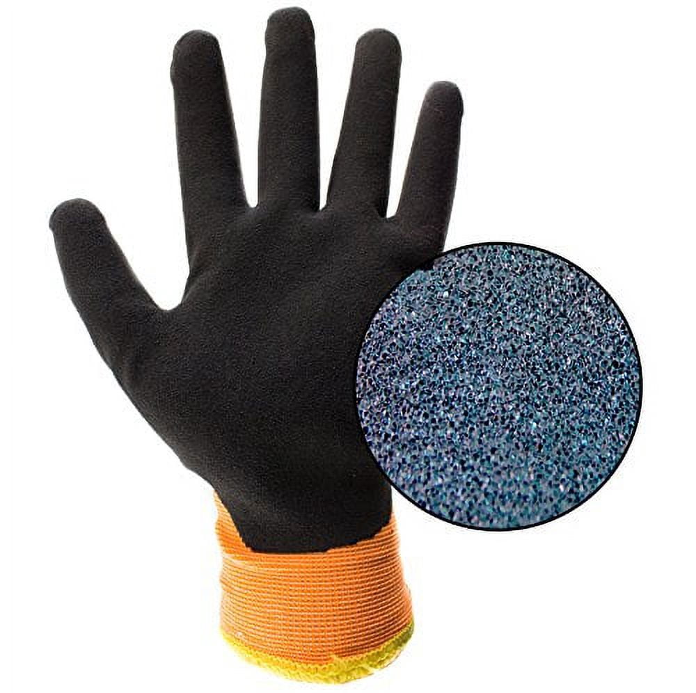Safety Winter Insulated Double Lining Rubber 3/4Coated Work Gloves, 3 pairs/ pack, BGWANS3/4-OR-Extra Large