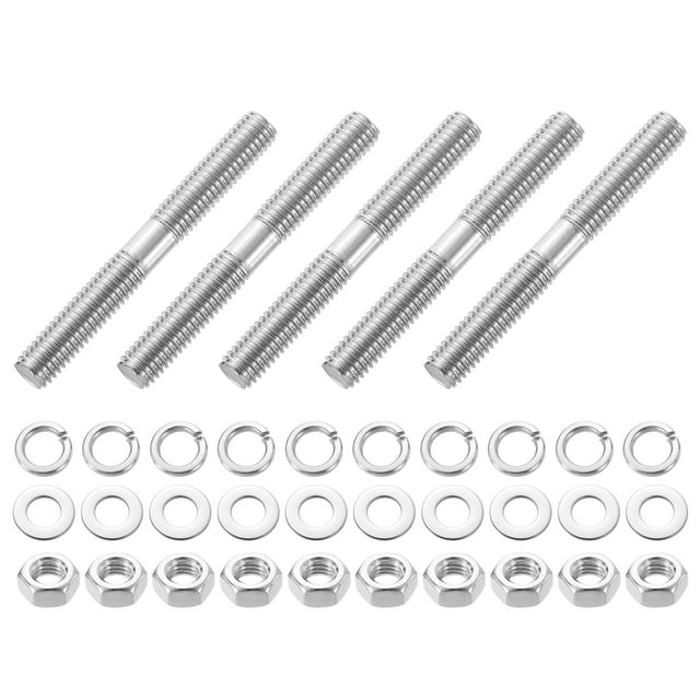 Uxcell 5pcs Tornillo de rosca doble M8x65mm con tuercas y arandelas