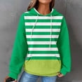 thumbnail image 2 of DeHolifer Sweatshirts for Women Waffle Drawstring Strip Print Long Sleeve Hoodies Sweatshirts with Pocket Green 2XL, 2 of 6