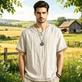 thumbnail image 2 of CUSTG Big & Tall Men Blouse Summer Casual Pullover Tops Tunic Classic Short Sleeve Solid Color Shirt, 2 of 5