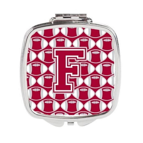 Carolines Treasures CJ1065-FSCM Letter F Football Crimson, Grey & White Compact Mirror