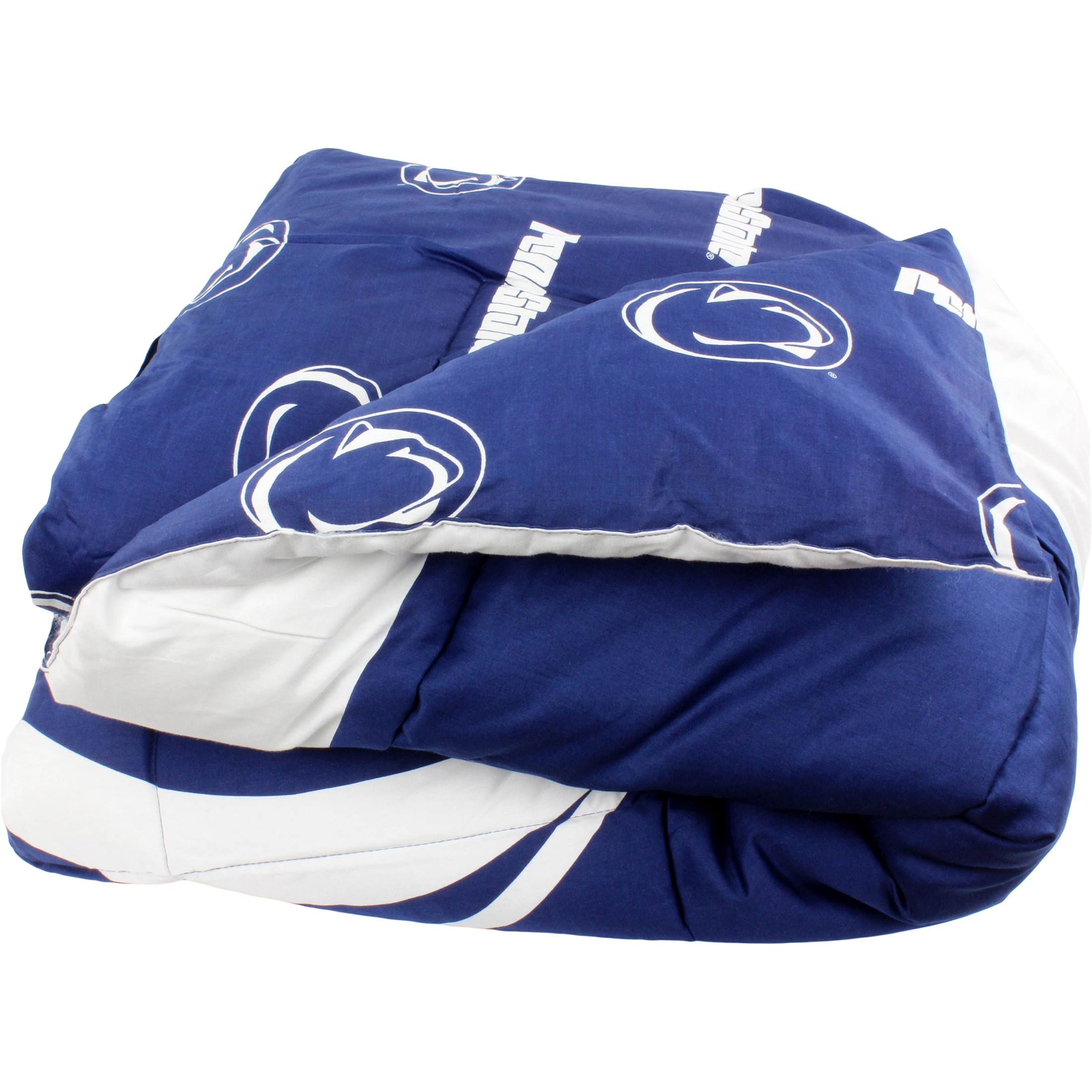 Penn State Nittany Lions 3 Pc Reversible Cotton Comforter Set, 1 Comforter, 2 Shams, King