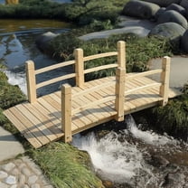 Wooden Garden Bridge Classic Wooden Arch Footbridge with Safety Railings, 530 lbs Capacity, Decorative Pond Bridge Landscaping for Outdoor Garden Yard Backyard Creek Farm, Natural