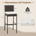 thumbnail image 3 of Juego de 2 Taburetes de Mimbre Costway Patio Silla Alta de Bar con Cojín Marco de Metal 50 x 40 x 108 cm, 3 of 9