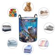 thumbnail image 4 of Sikiie Sea Turtle Swims Print Round Dirty Clothes Basket, Waterproof Standing Foldable Storage Basket, for Laundry Room, Bedroom, Bathroom Storage-Medium, 4 of 6