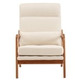 thumbnail image 6 of Tcbosik Upholstered Lounge Chair, Beige Linen Fabric Accent Armchair with High Back, Solid Wood Frame & Waist Pillow, Ergonomic Leisure Seat for Living Space, 6 of 9