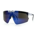 thumbnail image 4 of Boys Size Flip Up Shield Rimless Adjustable Arm MTB Sport Sunglasses White Black - Blue Mirror, 4 of 8