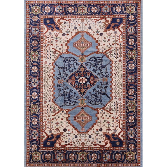 Ahgly Company Indoor Rectangle Mid-Century Modern Silver Pink Oriental Area Rugs, 3' x 5'