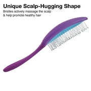 Olivia Garden OG Brush Detangler, removable cushion, scalp hugging shape massages the scalp, for wet or dry hair, for women, men and children, Medium to thick hair, Purple