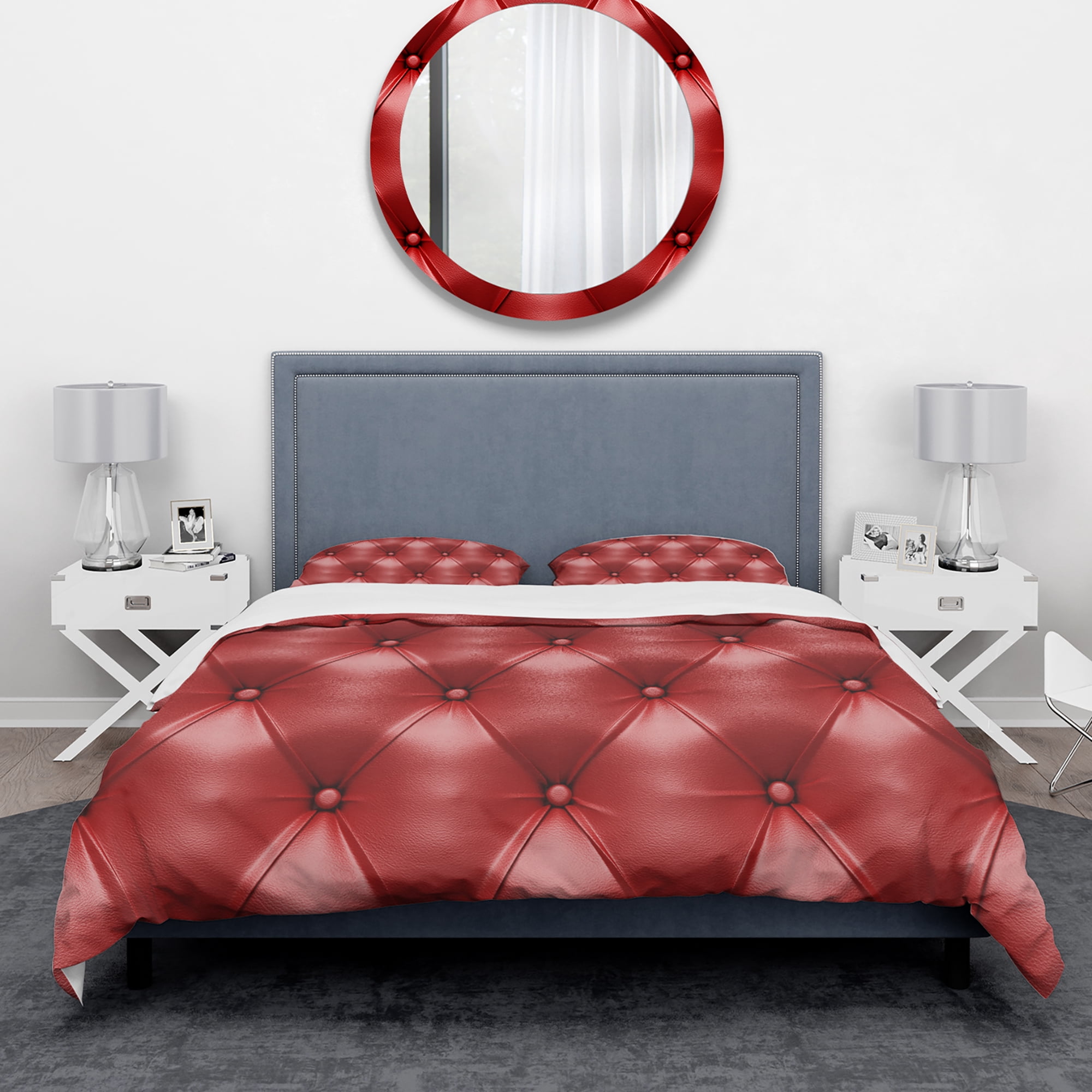 Designart 'Luxury Classic Red Leather' Modern & Contemporary Duvet Cover Set