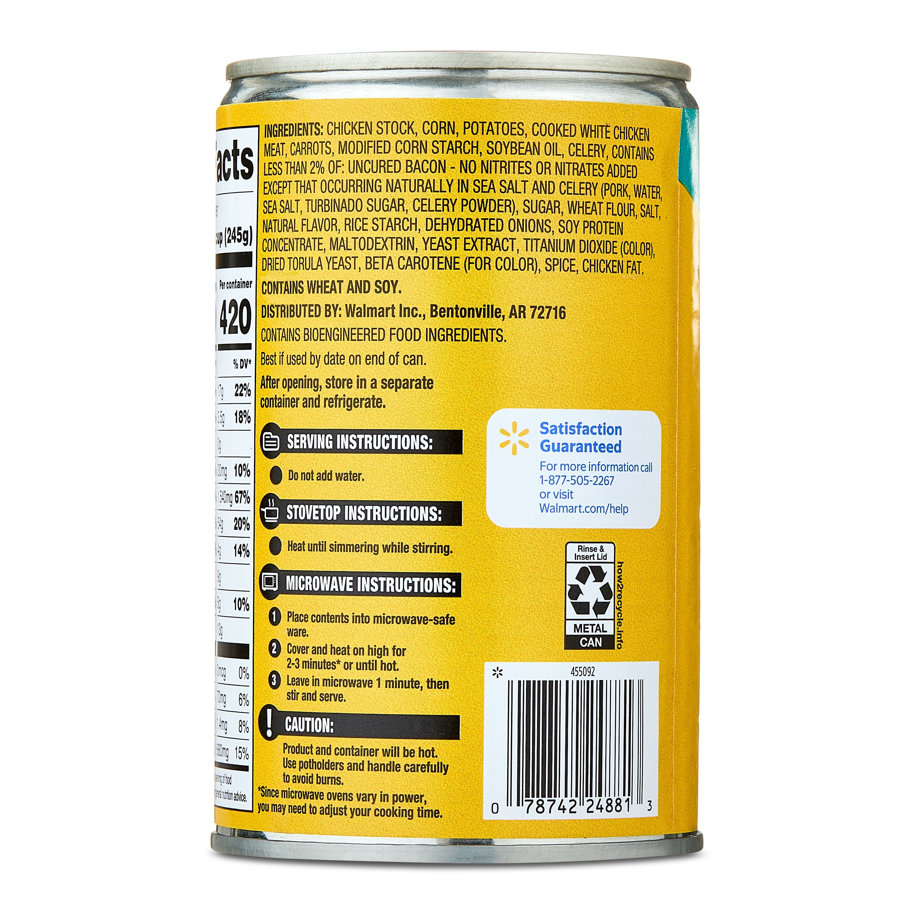 (3 pack) Great Value Traditional Minestrone Soup, 18.8 oz Can (Shelf Stable)