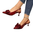 thumbnail image 4 of WAVSUF Womens Slingback Kitten Heel Pumps, Soft Sole Pointed Toe Cute Bow Casual Summer Working Shoes Wine 5.5, 4 of 9