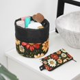 thumbnail image 6 of PhooArto Travel Cosmetic Bags Barrel Makeup Bag, Multifunctional Toiletry Bucket Bags Round Organizer Storage Pocket, Skull Daisy Floral Pattern, 6 of 6