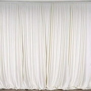 2 pcs 10 feet x 10 feet Polyester Backdrop Drapes Curtains Panels with Rod Pockets - Wedding Ceremony Party Home Window Decorations - IVORY