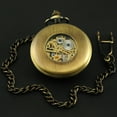 thumbnail image 3 of VIGOROSO Antique Retro Hand-winding Mechanical Wind Up Mens FOB Pocket Watch Bronze Wood Circle with Watches Box Chain, 3 of 5