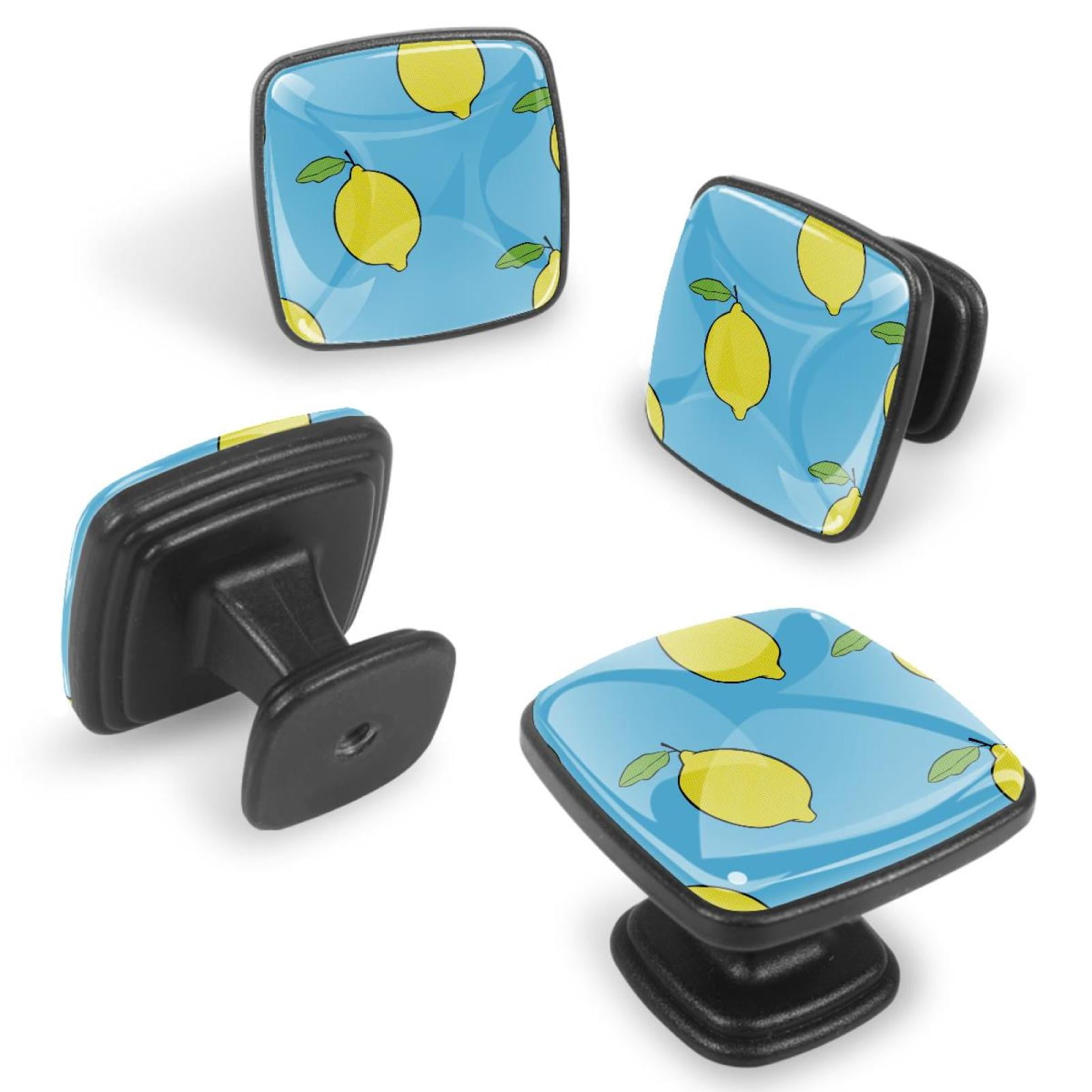 4 Pcs Cabinet Handle Drawer Pulls Lemon Knobs with Screws Square Furniture Office Cabinet Knob Decoration