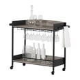 thumbnail image 3 of City Life Bar Cart with Wine Glass Rack Black and Weathered Oak, 3 of 14