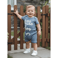 thumbnail image 3 of Argulvti 2Pcs Infant Boy Summer Outfit Crew Neck Short Sleeve Letters Embroidery Romper and Elastic Waist Shorts Set, 3 of 6