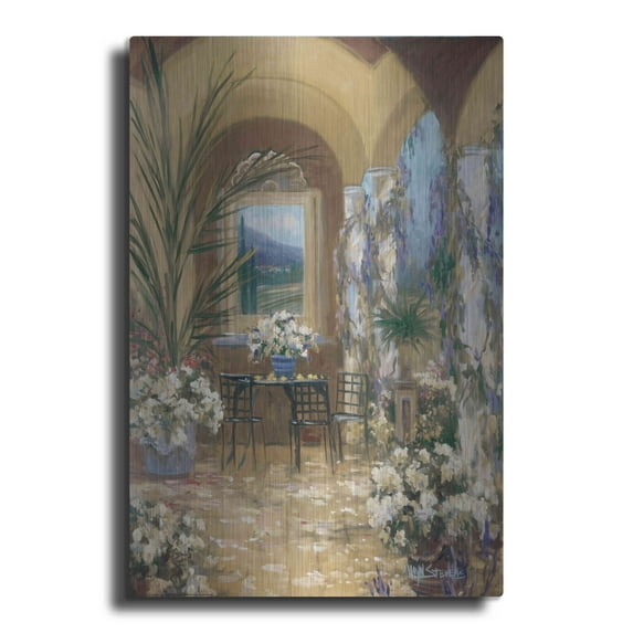 Luxe Metal Art 'The Veranda 1' by Allayn Stevens, Metal Wall Art, 16"x24"