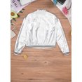 thumbnail image 5 of LiiYii Kids Girls Shiny Hip Hop Jazz Dance Jacket Coat Stand Collar Long Sleeve Zipper Outerwear Coat Silver 10, 5 of 8