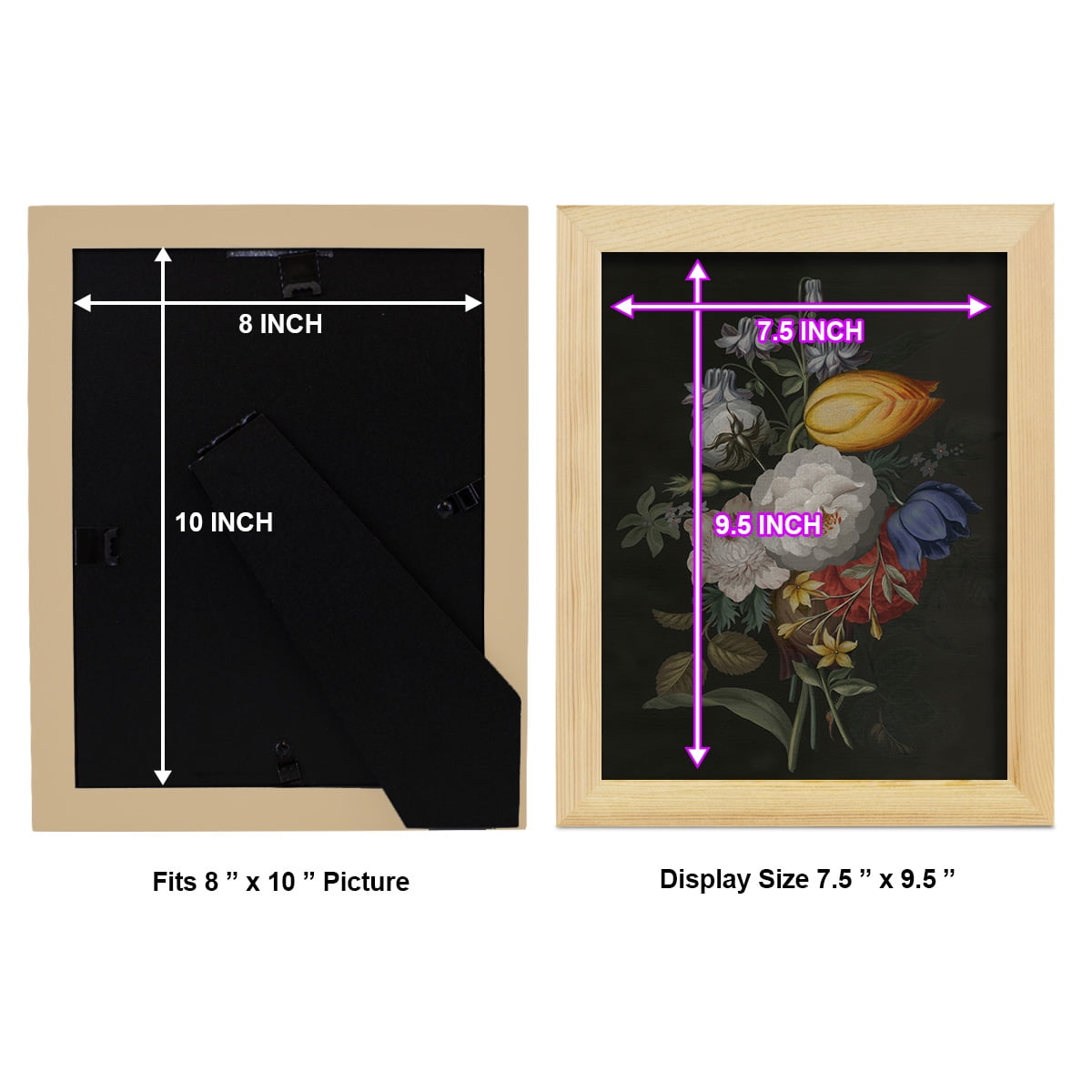 Dramatic Bouquet III -Framed Print w/glass-Natural Wood