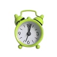 thumbnail image 2 of Battery Powered Alarm Clock, Small Battery Operated Clock, 1.6 in Round Metal, Green Finish, 1 Pc, Cute Alarm Clock, Clock for Bedroom, Black Home Decor, Portable Timekeeping, 2 of 8