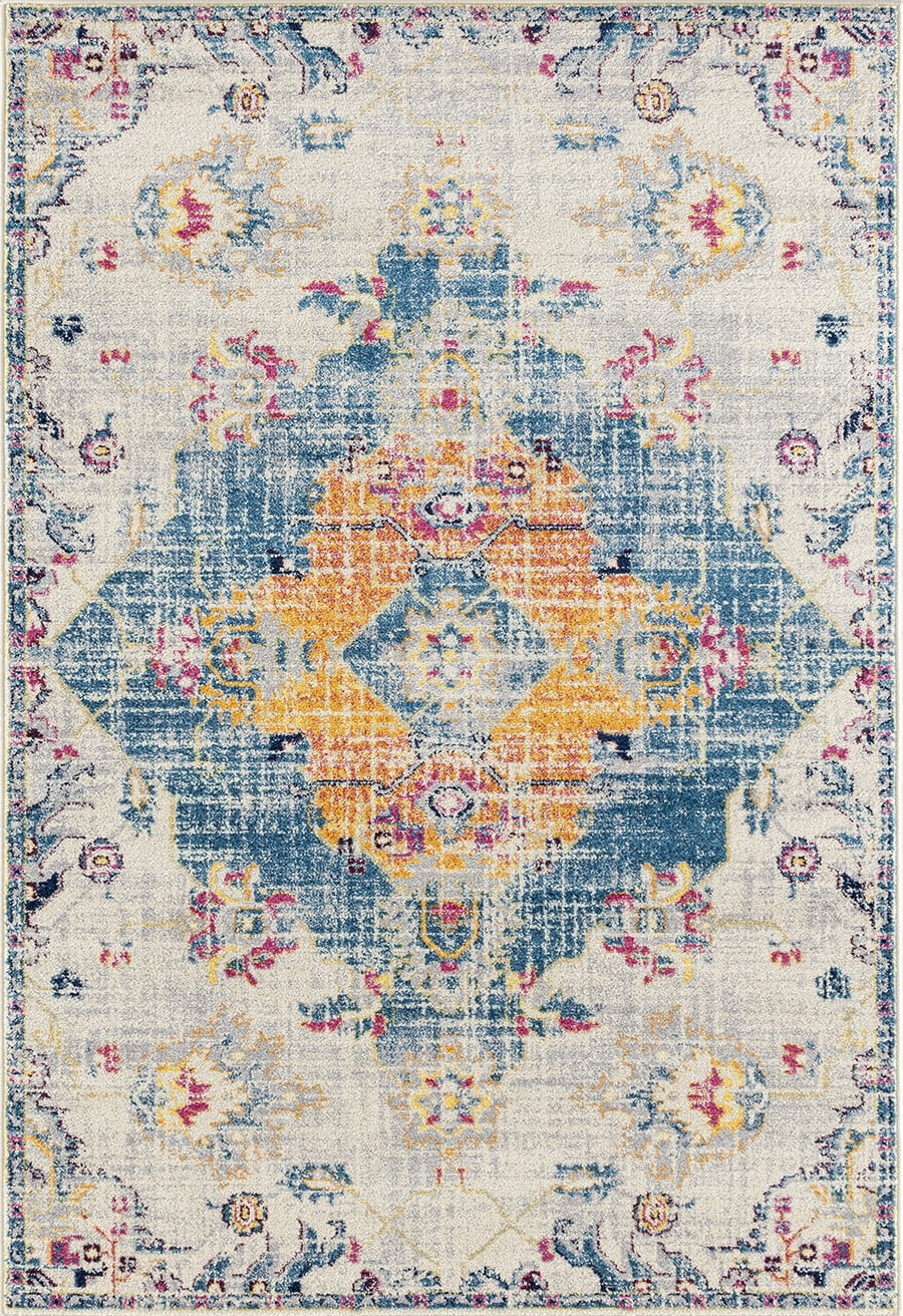 United Weavers Caledonia Mireya Farmhouse Medallion Area Rug, Blue, 12'6" x 15'
