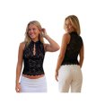 thumbnail image 2 of LMLYSoH Women Lace Tank Tops Slim Fit Cut Out Crewneck Sleeveless Crop Vest Trendy Summer Streetwear, 2 of 8