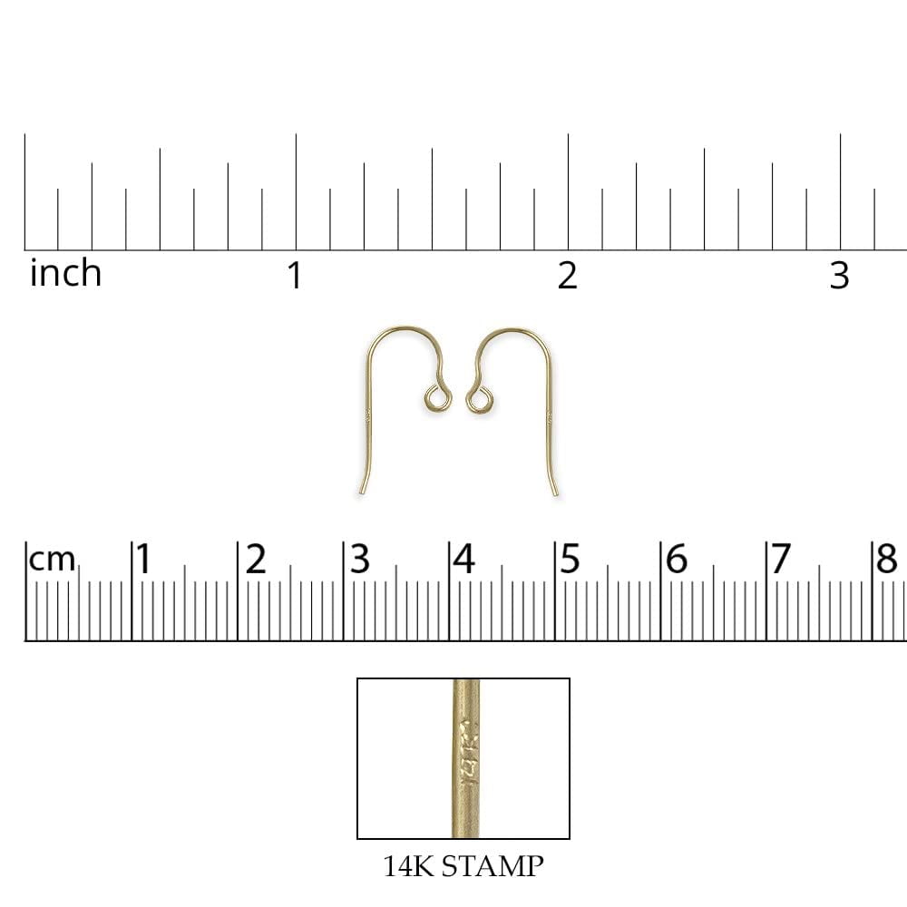 14k Yellow Gold Shepherd Hook Ear Wire 15mm (1-Pair)