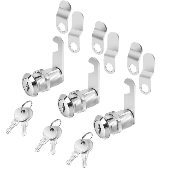Januofit  Cabinet Locks with Keys, 1-1/8", 3 Pack, Zinc Alloy, Cam Locks for Cabinets Keyed Alike
