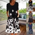 thumbnail image 1 of CNKOO Femmes Grande Taille Impression Col Rond Robe Demi-Manche Été Rétro Robes de Plage Florales pour les Femmes 2022, 1 of 5