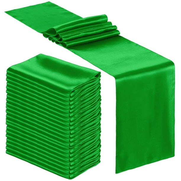 Camino de mesa Bencailor, 24 unidades, satinado, 30 x 275 cm, verde esmeralda