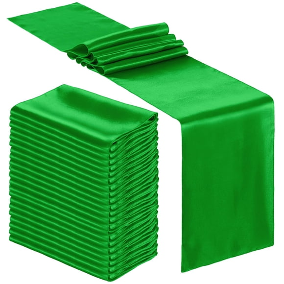 Camino de mesa Bencailor, 24 unidades, satinado, 30 x 275 cm, verde esmeralda