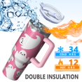 thumbnail image 5 of Cute Ghost Halloween Pattern Tumbler with Handle and Lid,40oz Double Wall Vacuum Insulated Tumbler,Cups Gift for Women and Men, 5 of 7