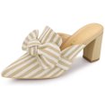 thumbnail image 1 of BLISSFUL STEP Mules à Talon Bloc à Rayures avec Nœud pour Femmes, 1 of 5