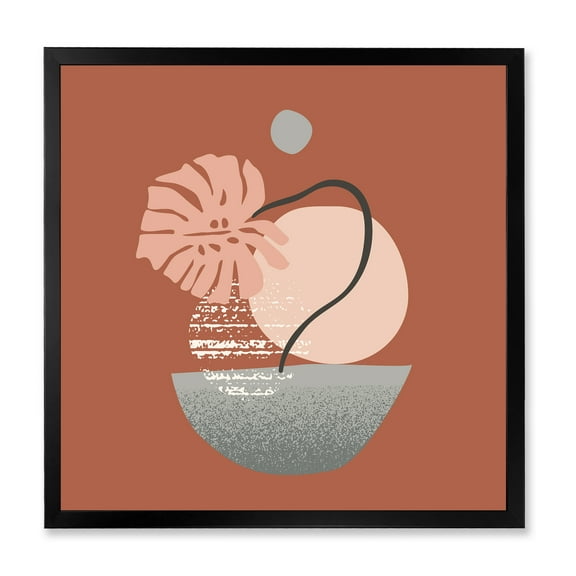 Designart 'Abstract Geometry Shapes and Tropical Palm Leaf IV' Modern Framed Art Print