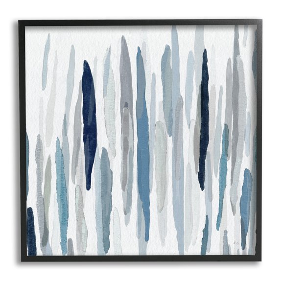 Stupell Industries Abstract Thick Brush Blue Grey Paint Drip ,24 x 24, Design by Sn Jill