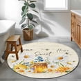 thumbnail image 3 of Round Rugs 3Ft, White Daisy Round Area Rug Washable Indoor Throw Carpet, Spring Floral Elegant Pastoral Bees Watercolor Small Non Slip Circle Rug for Bedroom Living Room Home Decor Aesthetic, 3 of 8