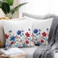 thumbnail image 2 of Waterproof Throw Pillow Covers Set of 2, 26x26 Inch 4th of July Decorative Pillowcases Outdoor Pillow Slip Cushion Covers Set for Couch Tent Independence Day Red Blue Floral Butterfly, 2 of 7