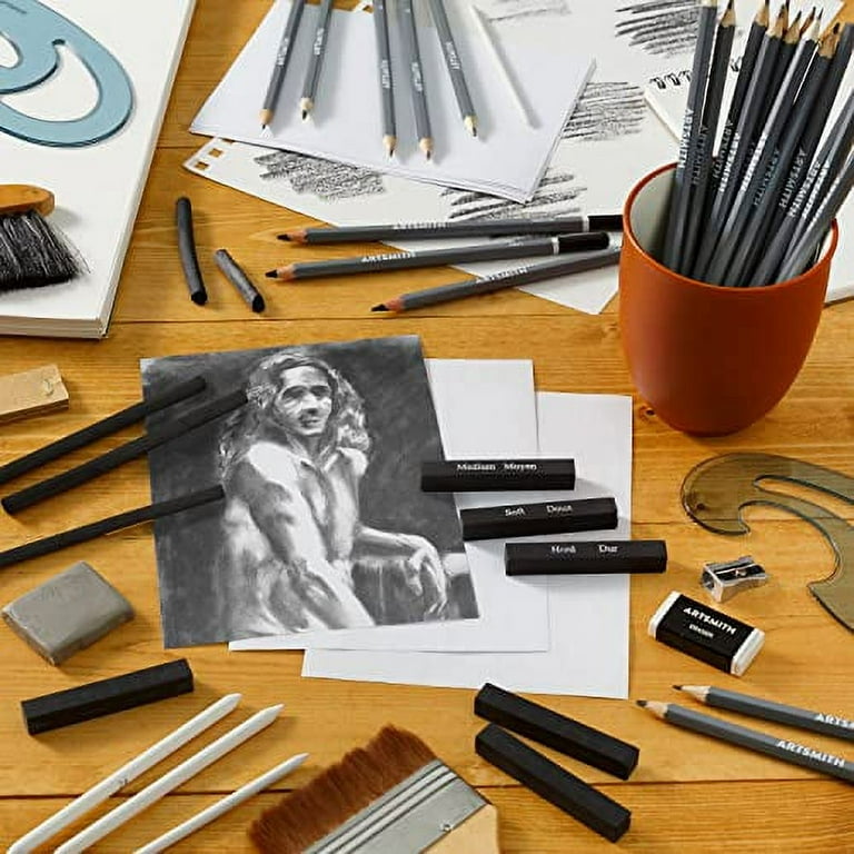 Drawing Kit Art Set 60pc - Graphite Drawing Pencils for Sketching with  Charcoal Art Supplies - Professional Drawing Set for Artists and Beginners  