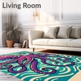 thumbnail image 2 of ODIKA 5'x7' Machine Washable Non-Slip Area Rug, Mythical Cephalopod Creature Spiral Maritime High Traffic Rug with Pad, Purple, 656612, 2 of 8