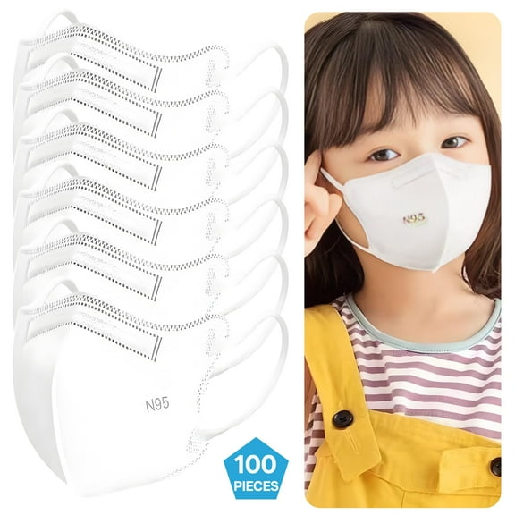 TELOLY 100Pcs KN95 Masks for Adults KN95 Protection Level KN95 Masks Contaminants Face Masks White
