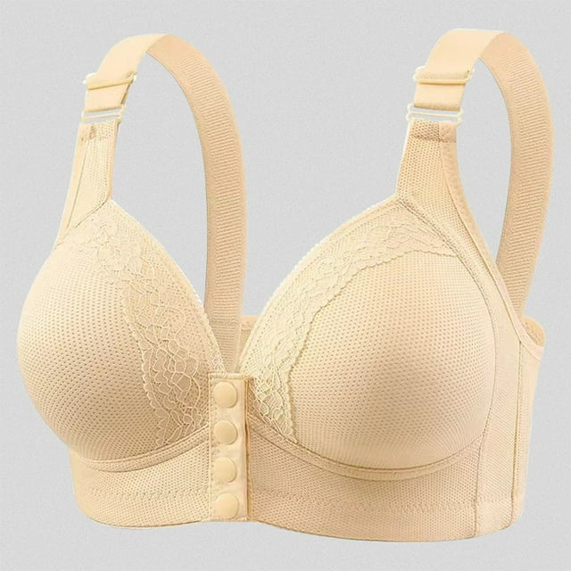 HUITKMM Womens Bra Women's Solid Color Lace Pattern Front Buckle Non Underwire Tank Top Bra 2343