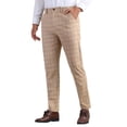 thumbnail image 4 of INSPIRE CHIC Plaid Pants for Men's Flat Front Formal Checked Patterned Chino Trousers 38 Khaki, 4 of 6