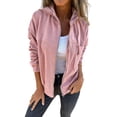 thumbnail image 2 of BAETEUY Spring Autumn Women Coat - Loose Solid Color Zipper Closure Long Sleeves Hooded Cardigan, 2 of 7