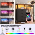 thumbnail image 2 of 3-in-1 Dresser with Clothes Rack, 4 Drawers, Charging Station, LED Lights, and Wheels, Rustic Brown Storage Chest for Bedroom, Living Room, Hallway（Ember Brown）, 2 of 12