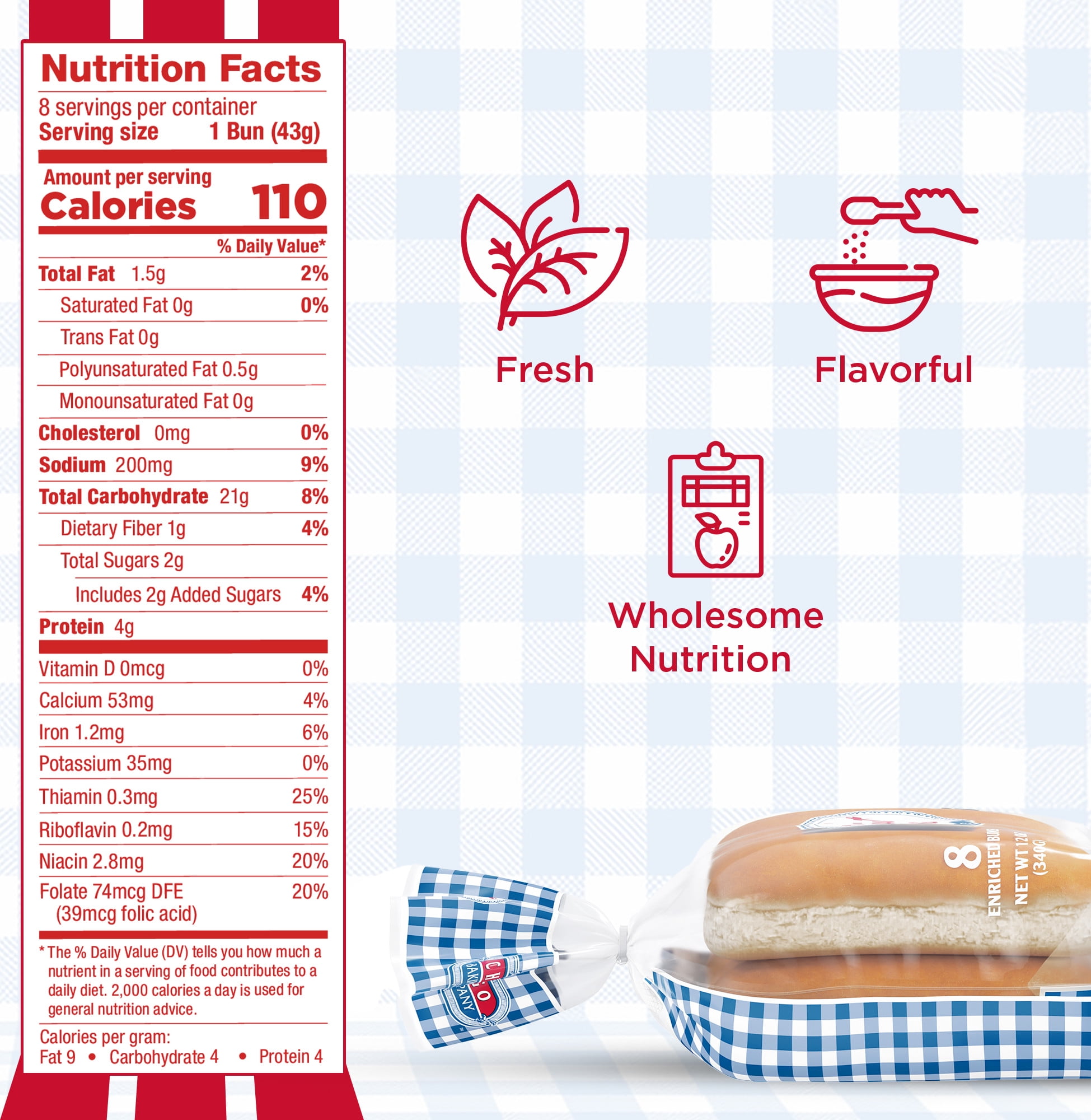 Butternut White Hot Dog Buns, 12 oz, 8 Count