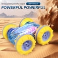 thumbnail image 3 of Graflsoa 2.4G Gesture-Controlled Amphibious RC Stunt Car with Dual Remote, LED Lights, and All-Terrain Tires for Kids (Transparent Green, Dual Battery), 3 of 6